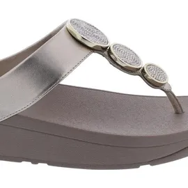 FitFlop Halo Bead-Circle Metallic Toe-Post Sandals Metallic Light Beige, 40 EU