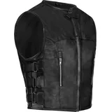 PAULGOS Lederweste Biker Kutte Clubweste Chopper Weste 100% Echtleder BW10 Schwarz - Gr.: M