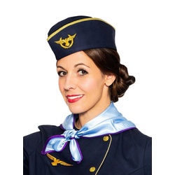 Maskworld Kostüm Stewardess Hut, Das passende Schiffchen für den Flug. Von MASKWORLD. blau
