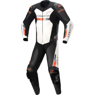 Alpinestars GP Force Chaser 1-Teiler Motorrad Lederkombi, schwarz-weiss-rot, Größe 58 für Männer