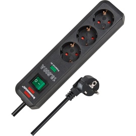 Brennenstuhl Eco-Line mit Schalter und Überspannungsschutz, 3-fach, 1.5m, schwarz, (1158810315)
