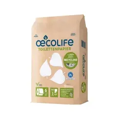 Fripa oecolife Toilettenpapier, RECYCLING, 3-lagig 1590600 , 1 Beutel = 6 Rollen à 150 Blatt