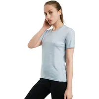 Merino.tech 100% Merino Shirt Damen Wandern - Merinowolle Tshirt Damen Kurzarm - Sport Thermo Unterhemd - Natürlich Weich Unterwäsche Damen (Large, Iceberg Crewneck) - L