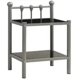 vidaXL Nachttisch Grau und Schwarz 45x34,5x60,5 cm Metall und Glas