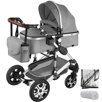 Tectake tectake® Kombi-Kinderwagen, Grau, Kunststoff, 63x120x100 cm,