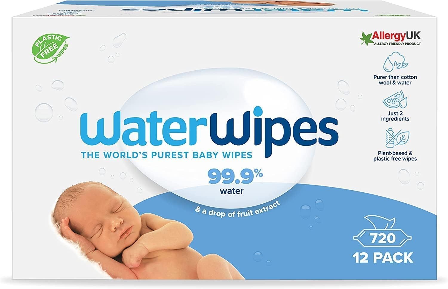 WaterWipes Original plastikfreie Feuchttücher für Babys und Kleinkinder 720 St