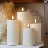 Deluxe Homeart LED Kerzenset MIA Echtwachs 4 Größen mit Batterien Fernb.