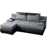 BROMARKT Ecksofa KASTELL L-Form Schlafsofa Wohnlandschaft Links/Rechts Couch, Bettkasten,Schlaffunktion,viele Farbvarianten (Links, Rino 88 + Madryt Pik 9100 – Grau, h80 x t141 x b200 cm)