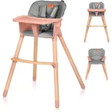 LIONELO Koen Kinder Hochstuhl 2in1 verstellbarer Stuhl, abnehmbares Tablett, rutschfest, 6 bis 36 Monate, 5-Punkt-Sicherheitsgurt, KinderHochstuhl, Babyhochsitz, Belastbarkeit bis 15 kg / 30 kg (Rosa)