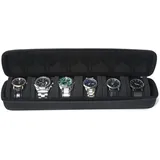 LuxusKollektion Uhrenbox Uhrenreisetasche Hartschale Herren Organizer 6 Schwarz 6 Steckplätze schwarz