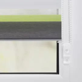 Lichtblick Duo Rollo / Doppelrollo Klemmfix 60 x 150 cm grün/grau/weiß