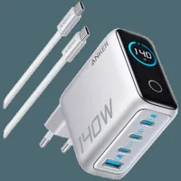 Anker USB 3-USB-C Schnellladegerät 140W + Kabel Silber
