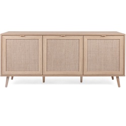 Finori Bali 51A Sideboard Holzwerkstoff Sonoma Eiche/Rafia Geflecht