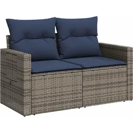 vidaXL Gartensofa-Set mit Kissen, grau, Polyrattan