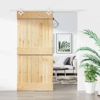 Schiebetür mit Beschlag Tür Holztür Schiebetürbeschlag Massivholz Kiefer vidaXL