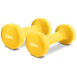 MSports® Hantel Hantelset Neopren 2er Set 0,5 – 5 kg Paar inkl. Übungsposter gelb
