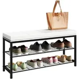 VCM Schuhregal Maße ca. H. 48 x B. 90 x T. 30 cm Sitzbank im Industrie Style Design Schuhbank Taliro
