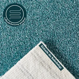 Andiamo Teppichboden ANDIAMO "Verona, Velours, Gesamthöhe 6 mm, Luxusklasse LC2", blau (türkis), B:500cm L:400cm, Kunstfaser, Teppiche, Uni Farben, Breite 400 cm oder 500 cm, strapazierfähig, pflegeleicht