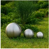 Köhko 3er Edelstahlkugeln-Set-02 Ø 8-10-15 cm Dekokugel aus gebürstet-matten Edelstahl