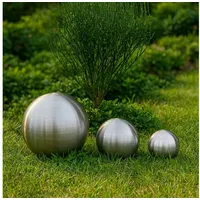 Köhko 3er Edelstahlkugeln-Set-02 Ø 8-10-15 cm Dekokugel aus gebürstet-matten Edelstahl