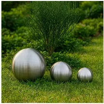Köhko 3er Edelstahlkugeln-Set-02 Ø 8-10-15 cm Dekokugel aus gebürstet-matten Edelstahl