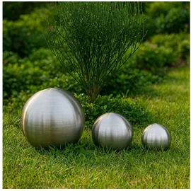 Köhko 3er Edelstahlkugeln-Set-02 Ø 8-10-15 cm Dekokugel aus gebürstet-matten Edelstahl