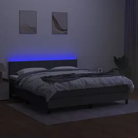 vidaXL Boxspringbett mit Matratze & LED Dunkelgrau 180x200 cm Stoff