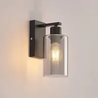 LINDBY Wandleuchte Emavi schwarz/rauchgrau, Glas, E27