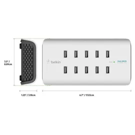 Belkin Rockstar 10-Port USB-Lad. 120W, 2,4A je Port,weiß B2B139vf