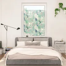 Lichtblick Fensterfolie selbstklebend, Sichtschutz, Sloths on turquoise - Grün B/L: ca. 100x180 cm