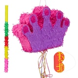 relaxdays Papierdekoration 3-teiliges Pinata Set Krone gelb|lila|rosa