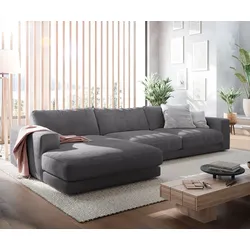 DELIFE Ecksofa Cubico 350x190 cm Cord Anthrazit Recamiere links, Ecksofas
