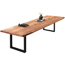 SAM® Esstisch Baumkante massiv Akazie natur 300 x 110 schwarz VALIN