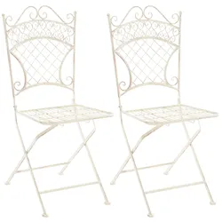 CLP 2er Set Eisen-Klappstuhl Adelar im nostalgischen Design, Klappbarer Gartenstuhl mit edlen Verzierungen, In verschiedenen Farben erhältlich