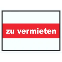 zu vermieten Schild mit Text Verkaufsschild A2 (420x594mm)