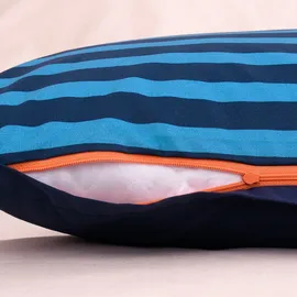 Tom Tailor Renforcé Bettwäsche MEDIUM STRIPES Blau 155 x 220 cm + 80 x 80 cm