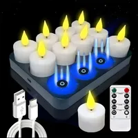 Flammenlose Teelichter mit Fernbedienung, magnetisch, realistische LED-Kerzen mit flackerndem Flammeneffekt, Weiß, 12 Stück