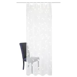 HOME WOHNIDEEN Schlaufenschal AIDINA, Bestickt, halbtransparent, mit Schlaufen und 8 Bindebänder, Farbe: wollweiß, Größe: 245 x 140 cm, Anzahl:1x