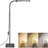 LED Stehlampe Dimmbar 3 Farbtemperaturen Stehleuchte Einstellbare Schwanenhals Leselampe für Arbeitszimmer, Wohnzimmer, Schlafzimmer, Büro - Schwarz