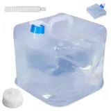 GOMETY 15L Wasserkanister mit Hahn, Wasserkanister Faltbar mit Zapfhahn und Tragegriff, Auslaufsicheres Faltbar Wasserkanister mit Hahn, Camping Wasserkanister für Camping, Outdoor, Wandern