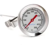 Lantelme 500°C Pizzaofen Edelstahl Thermometer mit 30cm langer Sonde | Garraum Temperaturmessung für Ofen Backofen Holzofen Grill Smoker BBQ | Grillthermometer Analog