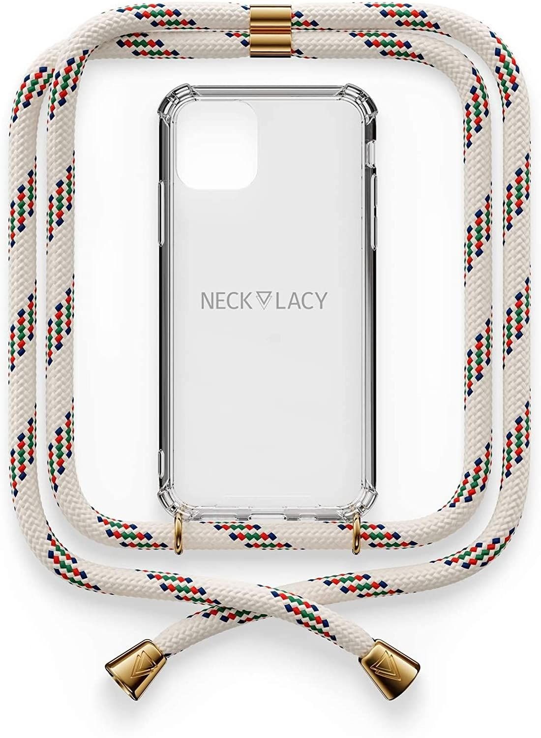 NECKLACY Handykette Handyhülle zum umhängen - für iPhone 11 Pro - Case / Handyhülle mit Band zum umhängen - Trageband Hals mit Kordel - Smartphone Necklace, Classic Birch