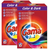 Gama Waschpulver Color & Dark 3in1 für 18 WL Waschmittel 1,08kg (2er Pack)