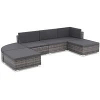 vidaXL Garten-Lounge-Set grau inkl. Auflagen 44425