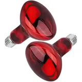 Fivtsme Reptilien Rotlichtlampe, 2 Pack 100W Reptilien Wärmelampe Birne, Amphibie Infrarot Basking Spot Glühbirne, E27 Base Infrarot Wärmelampe für Reptilien Schildkröten Hühner Amphibien (Rot)