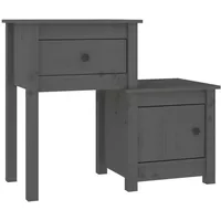 VidaXL Nachttisch Grau 79,5x38x65,5 cm Massivholz Kiefer