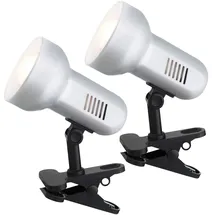 GLOBO Klemmstrahler Spotlampe beweglich Tischlampe Schreibtischlampe silber, Metall Kunststoff, 1x E27, LxH 16 x 21 cm, 2er Set