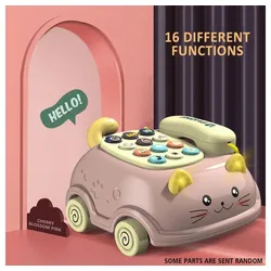 Gontence Lernspielzeug Katzen-Gesicht Baby-Telefon-Spielzeug mit Musik und Licht (Erziehungsförderndes Spielzeug für Jungen und Mädchen - Tolles Geschenk für Kinder) rosa