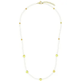 Amor Perlenkette Herzen Edelstahl/Gold/Weiß