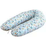LOOLAY Schwangerschaftskissen - Stillkissen 190 cm - Seitenschläferkissen 100% Baumwolle - mit Abnehmbarem Bezug - Schwanger Kissen für Schlafen (Blumen blau gelb)